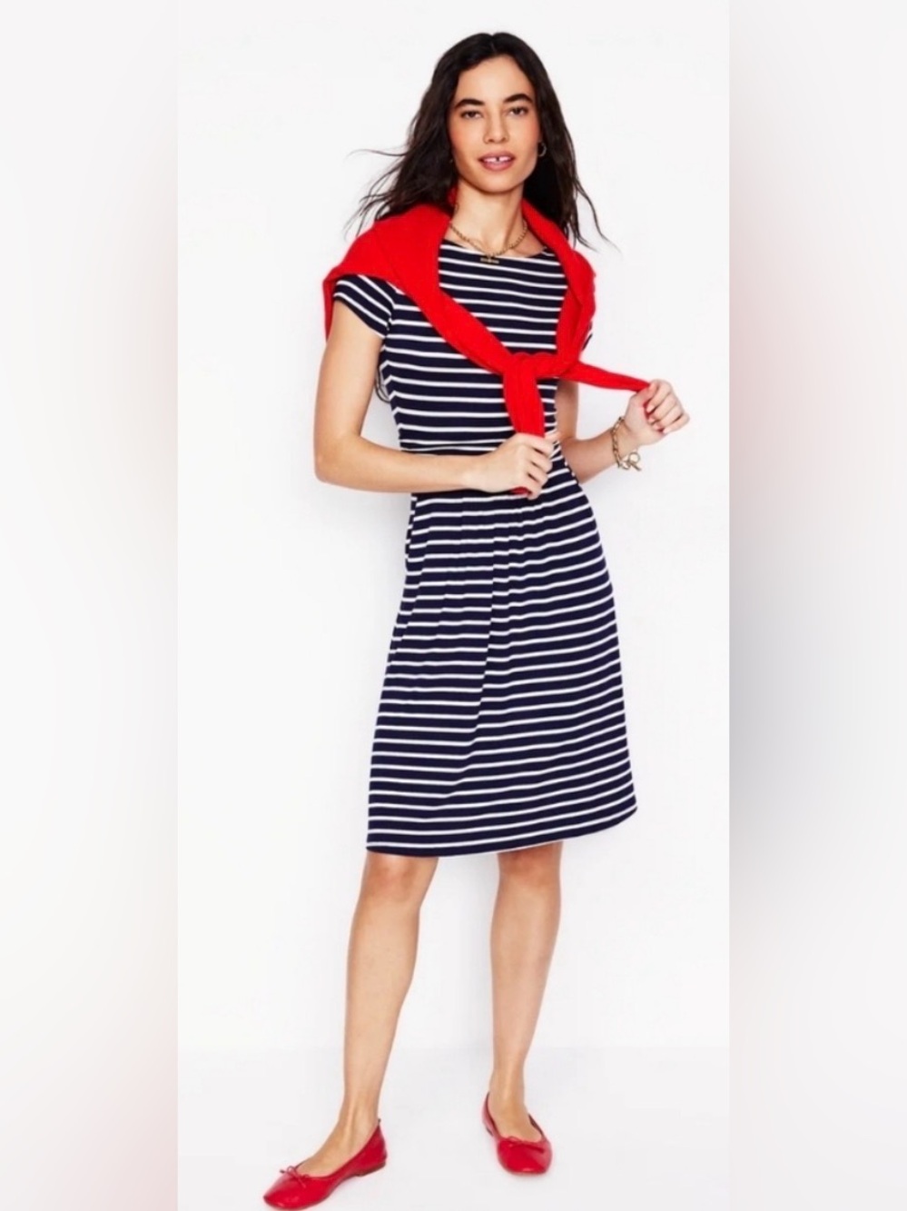 Boden Amelie Jersey Dress Womens SZ 10 Nautical Coastal Beach Patriotic Vacation